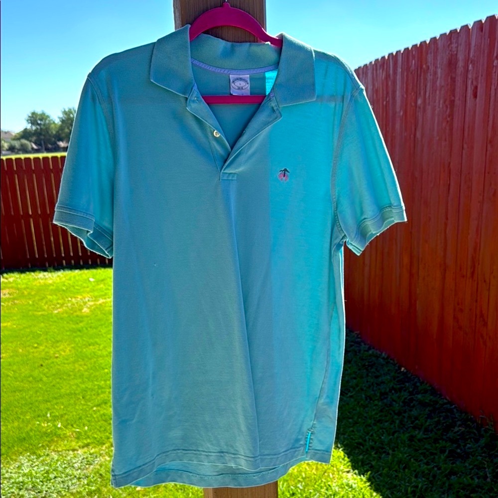 Original Brooks Brothers Men's Aqua Polo Shirt size L